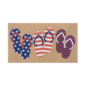 Evergreen 16 x 28 Inches Flip Flops Welcome Door Mat | Non-Slip Rubber Backing | Dirt catching Natural Coir | Indoor and Outdoor Home Decor - 1 of 1