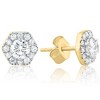Pompeii3 1Ct TW Diamond Studs Hexagon Halo Lab Created Earrings White or Yellow Gold - 2 of 3