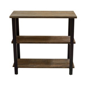 31" Pomona 2 Shelf Bookshelf Metal and Solid Wood Natural - Alaterre Furniture - 1 of 4