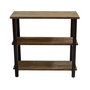 Pomona 2 Shelf Bookcase Metal and Solid Wood Natural - Alaterre Furniture, White