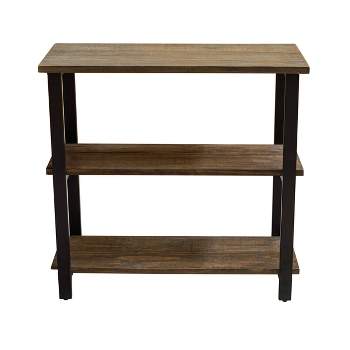 31" Pomona 2 Shelf Bookshelf Metal and Solid Wood Natural - Alaterre Furniture