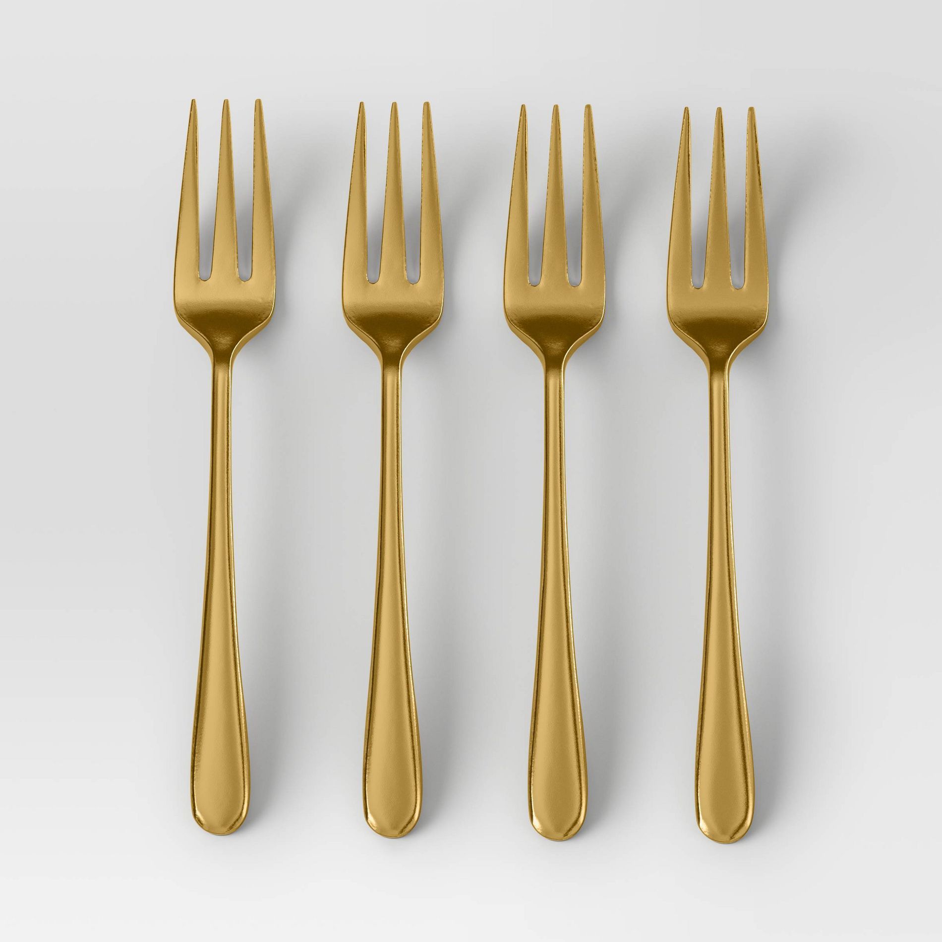4pc Harrington Cocktail Forks Gold - Threshold™: Modern Gold Flatware, Stainless Steel, Appetizer Utensils, Service for 4