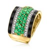 Ross-Simons 1.90 ct. t.w. Emerald and .50 ct. t.w. White Zircon Ring With Black Enamel in 18kt Gold Over Sterling - 3 of 4