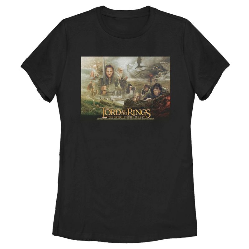 Women's The Lord of the Rings Fellowship of the Ring Trilogy Movie Poster T-Shirt, 1 of 5