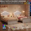 Twin Size Bed Frame with LED Lights,Upholstered Platform Bed with Storage Drawer,Crystal Tufted Headboard for Kids,Teens,Noise-Free Slats - 3 of 4