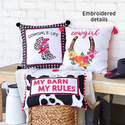 The Lakeside Collection Cowgirl Embroidered Accent Pillow