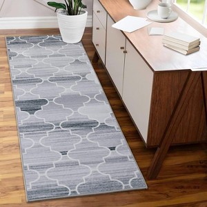Washable Geometric Runner Rug, Soft Non-Slip Low Pile Carpet for Kitchen Hallway Bedroom Laundry Bathroom - 1 of 4