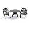 3-Piece Cast Aluminum Outdoor Dining Set: Round Table, Stackable Chairs & Brown Cushions - All-Weather Patio Furniture for Your Backyard - 3 of 4