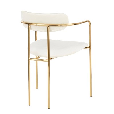 Cream Velvet Upholstered Arm Chair with Metal Frame