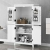 MAYEERTY Elegant Bathroom Cabinet Freestanding 4 Doors Adjustable Shelves White - 3 of 4