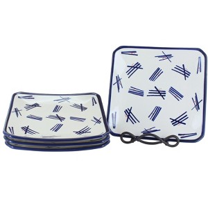 Blue Rose Polish Pottery 2040-4 Zaklady Sq Dessert Plate Set - 1 of 1