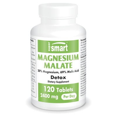 SuperSmart Magnesium Malate 2400mg per Day - Highly Bioavailable Mineral - Magnesium Malic Acid Supplement | Non-GMO & Gluten Free - 120 Tablets