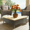Resenkos Outdoor Side End Table, End Table, Outdoor Couch Table,Patio End Table with Natural Fir Wood Top, Weather Resistant Accent Table, Gray - 2 of 4