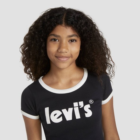 Girls' Sleeve Ringer T-shirt - Black : Target