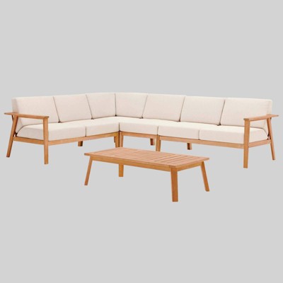 Sedona 5pc Outdoor Patio Eucalyptus Wood Set - Natural/Taupe - Modway