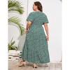 BLUEMING Summer Maxi Dress for Plus Size Women Tie Wasit Surplice Dress Flutter Sleeve A-Line Dress - 2 of 4
