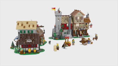 LEGO Icons Medieval Town Square Build and Display Set with Minifigures