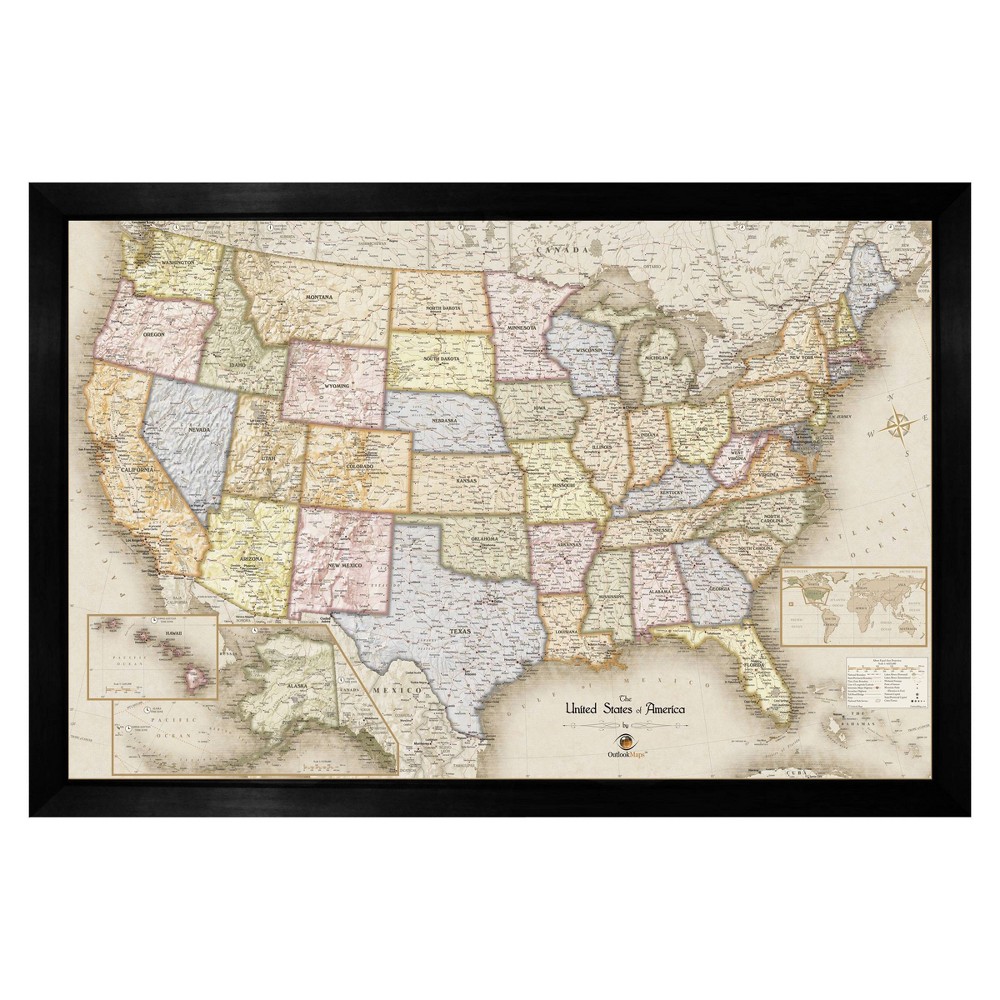 Photos - Wallpaper Home Magnetics Standard US Map - Tan