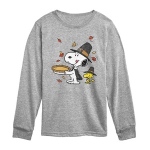 Boys' - Peanuts - Thanksgiving Scene Long Sleeve Graphic T-Shirt - 1 of 4