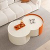 Vynxaria Series 31.5 in. Antique White Round MDF End Table with Extendable Sliding Tabletop - 3 of 4