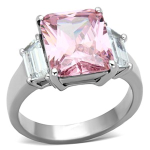 Slickblue Women's Stainless Steel Ring – Rose Cubic Zirconia, Polished Finish, No Plating, size 5-10 - 1 of 4