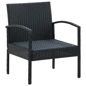 vidaXL Patio Chair Patio Dining Chair for Deck Garden with Cushion Poly Rattan - Black - 1 of 4