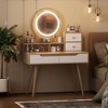 TIRAMISUBEST Makeup Vanity Desk with 3 Adjustable Lighted Mirror, Dressing Table Set with 4 Drawers and 3 Open Shelves for Small space Bedroom - 3 of 4