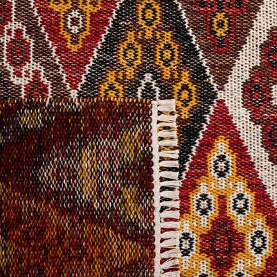 Handwoven Red and Gold Wool Kilim Area Rug, 5' x 8'