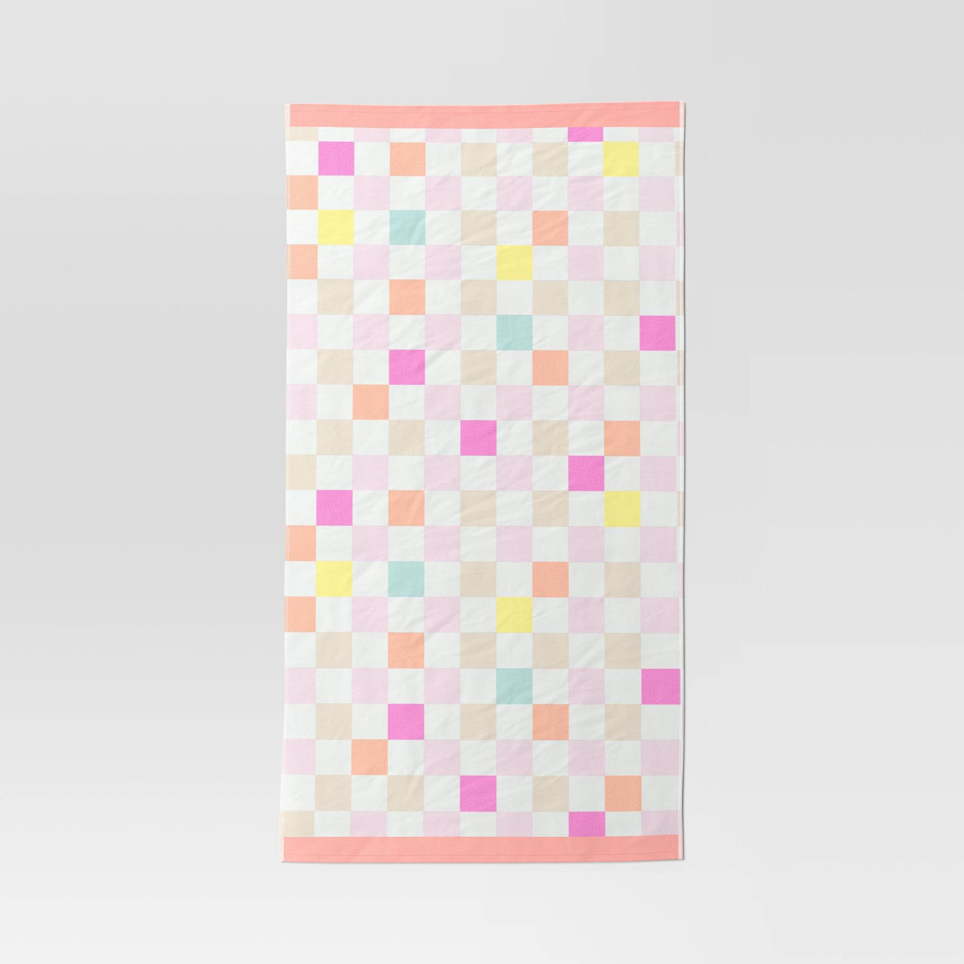 Checkered Beach Towel Pink - Sun Squad™