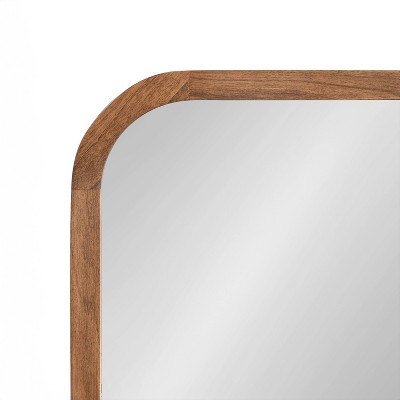 Rustic Brown Solid Wood Rounded Rectangle Vanity Mirror