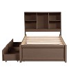 Grey Modern Single Bed Frame with Integrated USB Ports, Bookshelf Headboard, and Two Drawers - image 4 of 4