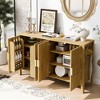 Lyngins Sideboard Buffet Cabinets with Hidden Storage Racks,Side Hooks,Stripe Coffee Bar Cabinets with 4 Doors,Credenzas for Kitchen,Entryway - 2 of 4