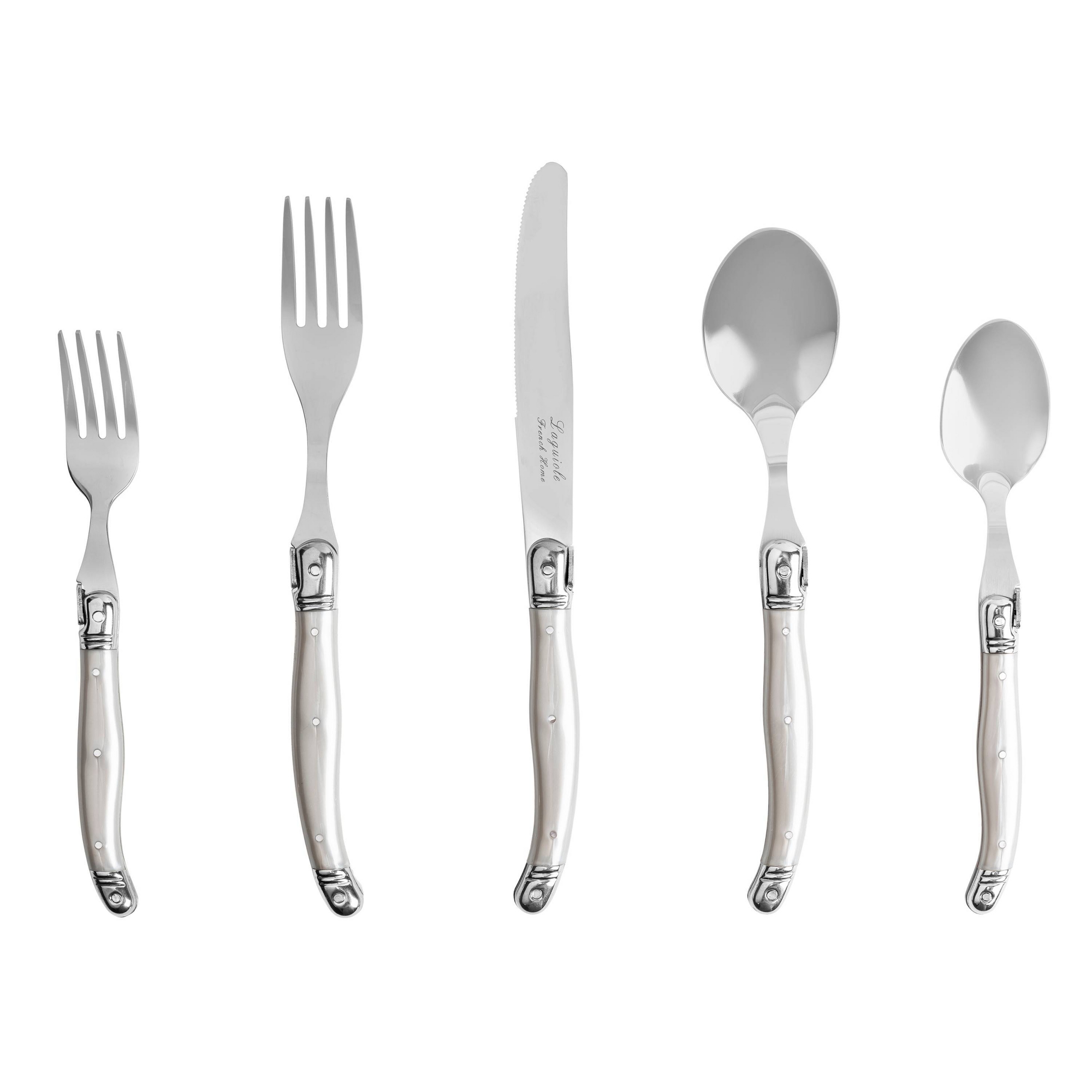 French Home 20pc Stainless Steel Laguiole Flatware Set Pewter