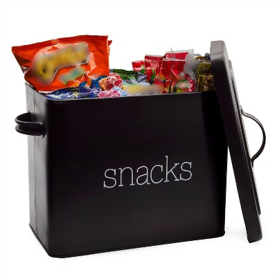 Black Enamel Snack Bin, Modern Farmhouse Style for Single Serving Snacks