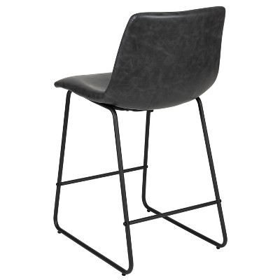 Merrick Lane Dark Gray Faux Leather Counter Stools, Set of 2