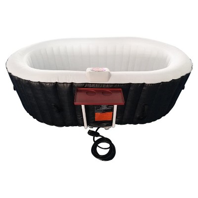 Aleko 145 Gallon Water Capacity PureSpa 2 Person Square Inflatable High Powered Bubble Jetted Hot Tub with Fitted Cover, Black and White