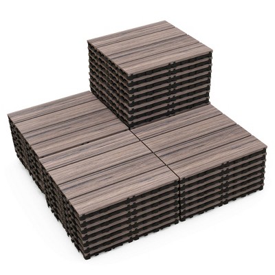 Costway 18/36 PCS Interlocking Deck Tiles Anti-slip Floor Tiles for Poolside All Weather Grey