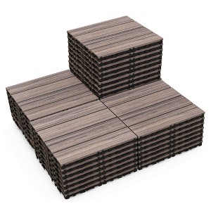 Costway 18/36 PCS Interlocking Deck Tiles Anti-slip Floor Tiles for Poolside All Weather Grey - 1 of 4