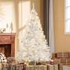 HOMCOM 6 FT Tall Pre-Lit Douglas Fir Artificial Christmas Tree with Realistic Branches, 250 Warm White LED Lights and 1000 Tips, White - 3 of 4