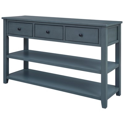 Ridstar 50 in. W Blue Design Console Tables with Two Open Shelve