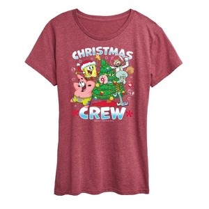 Women's - SpongeBob SquarePants - Christmas Crew Short Sleeve Graphic T-Shirt - 1 of 4