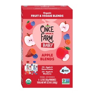 Once Upon a Farm Apple Blends Organic Baby Food Variety Pack - 12.8oz/4pk - 1 of 4