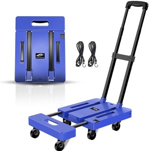 YIGII SPACEKEEPER Folding Hand Truck, 500 LB Capacity Luggage Cart, Portable Folding Dolly with 6 Wheels and 2 Elastic Ropes for Luggage,  Blue - 1 of 4