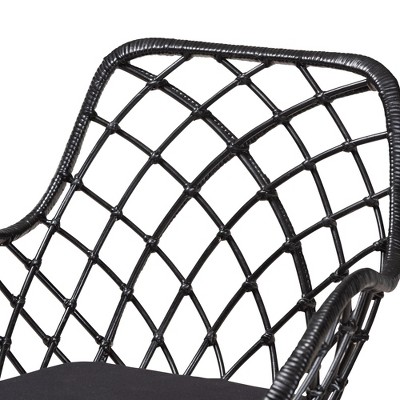 Ballerina Black Rattan and Metal Bohemian Dining Chair Set