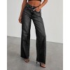 Women's Wide Leg Denim Pants with Side Seam Contrast Panel Raw Hem Jeans Casual High Waisted Trousers Black S - 3 of 4