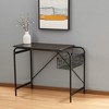 HomeRoots 39" Brown and Black Wood and Metal H-Shape Computer Desk - 2 of 4