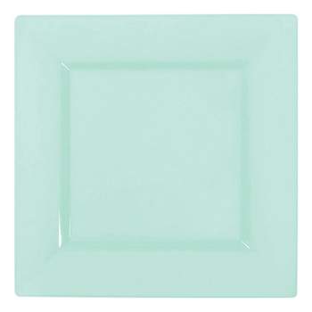 Smarty Had A Party 9.5" Mint Green Square Plastic Dinner Plates (120 Plates)