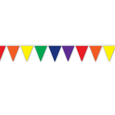Beistle 10" x 12' Indoor/Outdoor Pennant Banner; Rainbow 4/Pack 50707-RB
