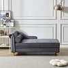 60.6" Velvet Chaise Lounge with Gold Metal Legs and 1 Pillow - ModernLuxe - 3 of 4