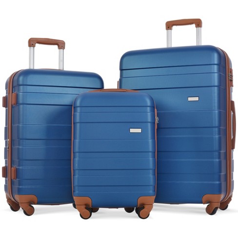 3 Pcs Expandable Abs Hard Shell Luggage Set With Spinner Wheels